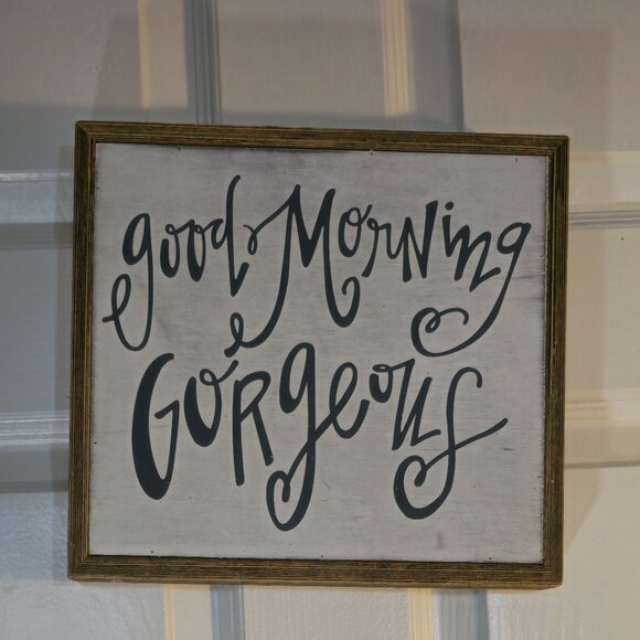 Wall Decor "Good Morning Gorgeous" & "Hello Handsome" Framed Signs 10.75"x9.75" - Picture 3 of 3